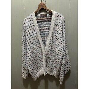 VTG Grandpa Core Oversized Chunky Knit Sweater Size XXL V Neck Authenic Issue